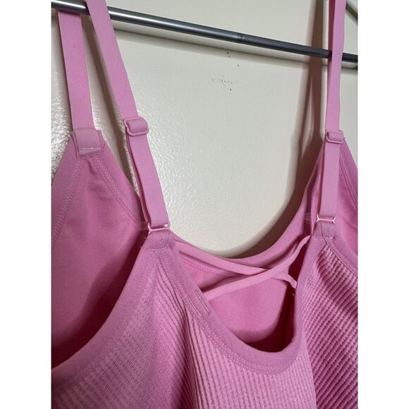 Colsie Size 1X NEW Bubble Gum Pink Ribbed Long Line Sports Bra No Padding - Picture 6 of 7
